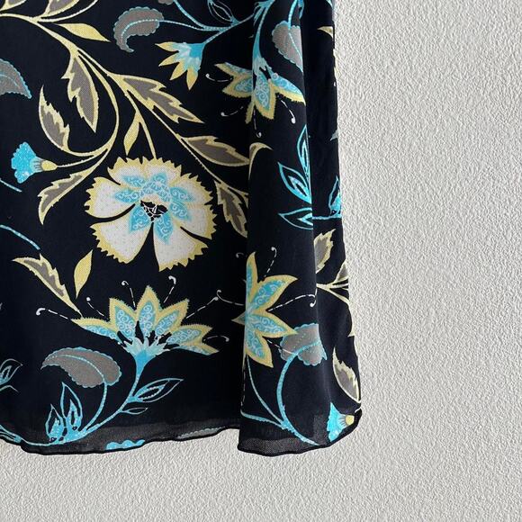 Vintage y2k black blue floral midi skirt - Picture 10 of 12